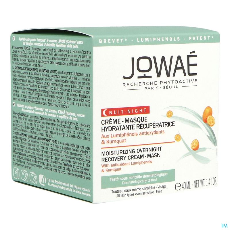 Crème-Masque Hydratante Récupératrice De Nuit Jowaé - 40 Ml - Neuf En Tube