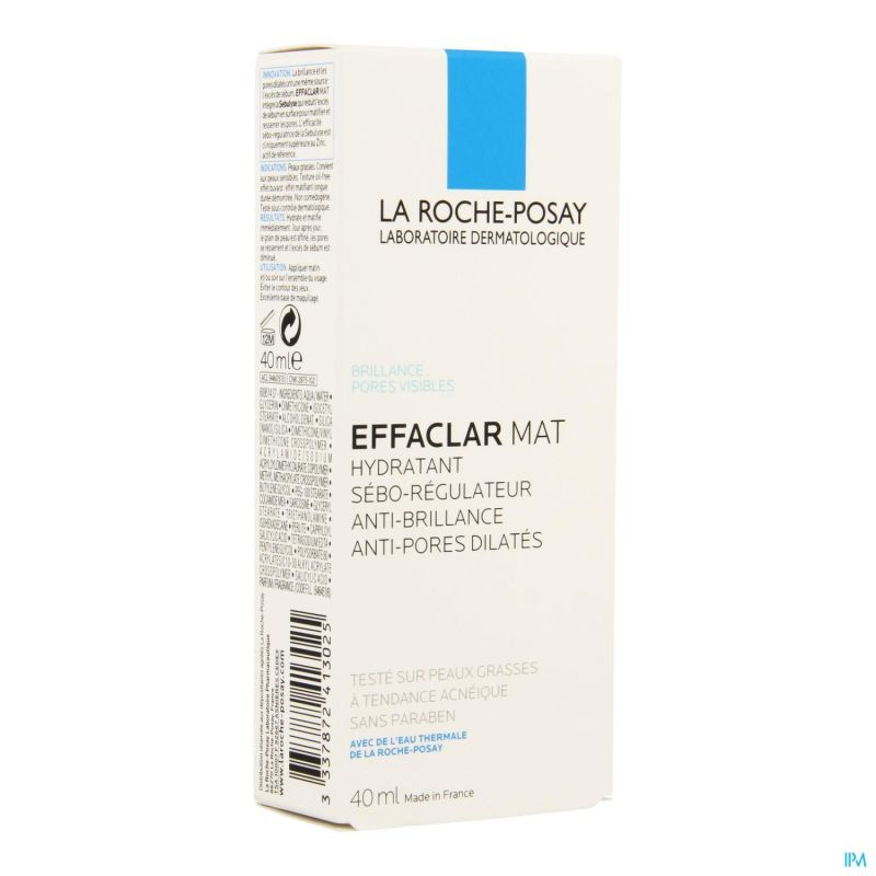 Sebo Mat Lrp effaclar mat hydra sebo-regulat. s/parab. 40ml