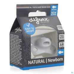 Difrax sucette natural newborn uni/pure bleu/ice