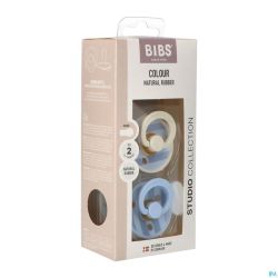 Bibs 2 sucette studio duo block baby blue
