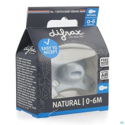 Difrax sucette natural 0-6m uni/pure bleu/ice