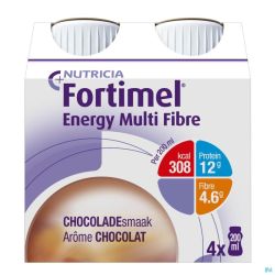 Fortimel energy multi fibre chocolat 4x200ml