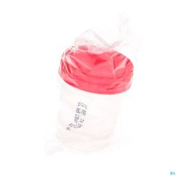 Pot analyse + couvercle rouge vis ster   100ml aca