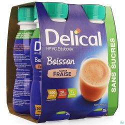 Delical boisson hp-hc s/sucre fraise    4x200ml