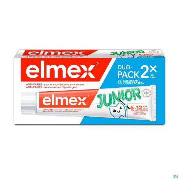 Elmex a/caries junior dentifrice 6-12a tube 2x75ml