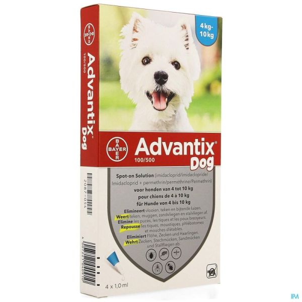 Advantix 100/ 500 chiens    4<10kg fl  4x1,0ml