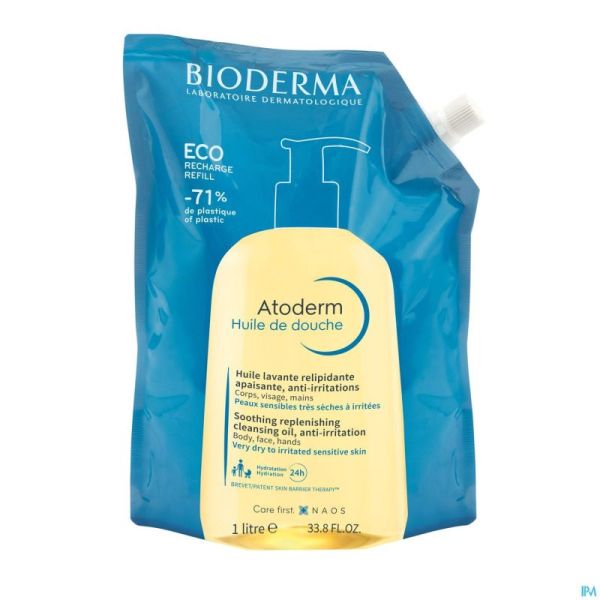 Bioderma atoderm huile douche ecorecharge 1l -20%