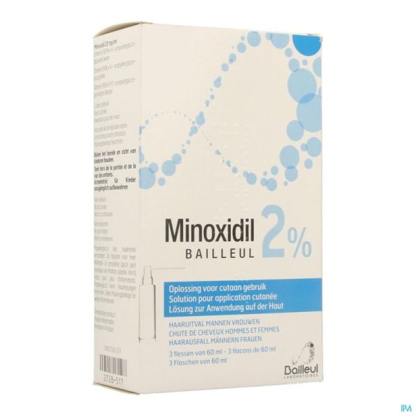 Minoxidil biorga 2% sol cutanee coffret  fl 3x60ml