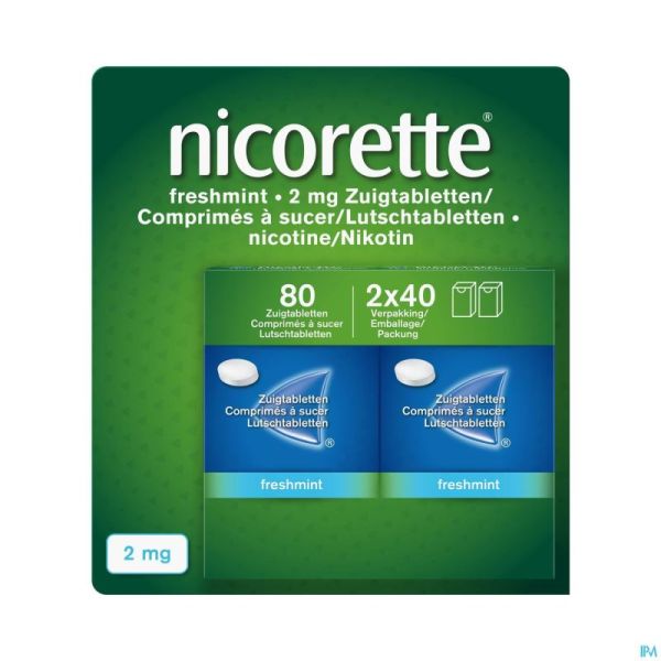 Nicorette freshmint 2mg comp a sucer s/sucre 80 nf