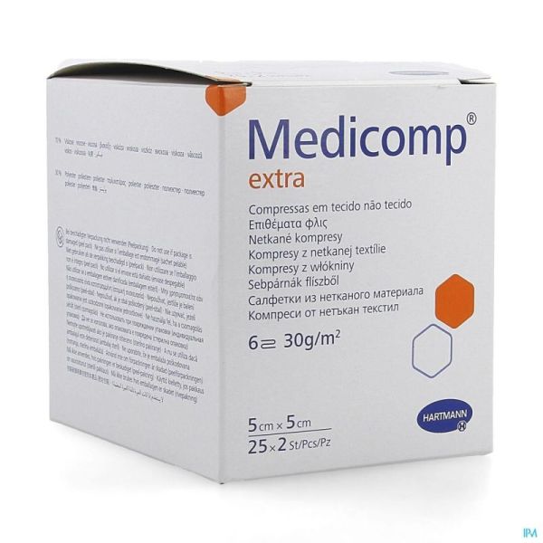 Medicomp cp ster extra 6pl 5x5cm 30g 25x2