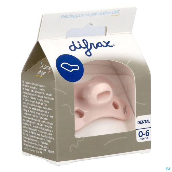 Difrax sucette dental 0-6 m uni/pure rose/blossom