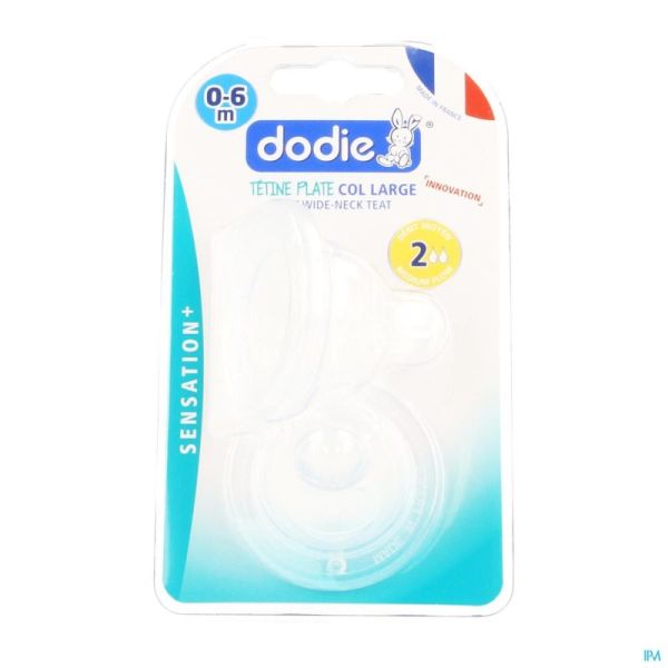 Dodie tetine plate col large sil. debit 2 0-6m