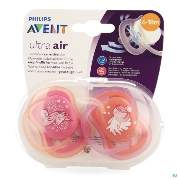 Philips avent sucette +6m air girl deco  scf345/22