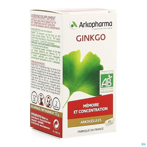 Arkogelules ginkgo bio    caps 45