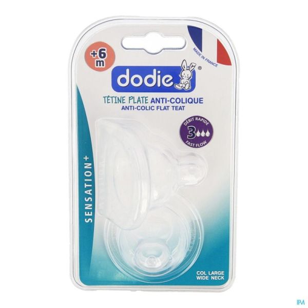 Dodie tetine plate col large sil. debit3 +6m