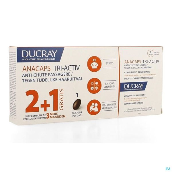 Ducray anacaps trio tri-activ  caps 3x30