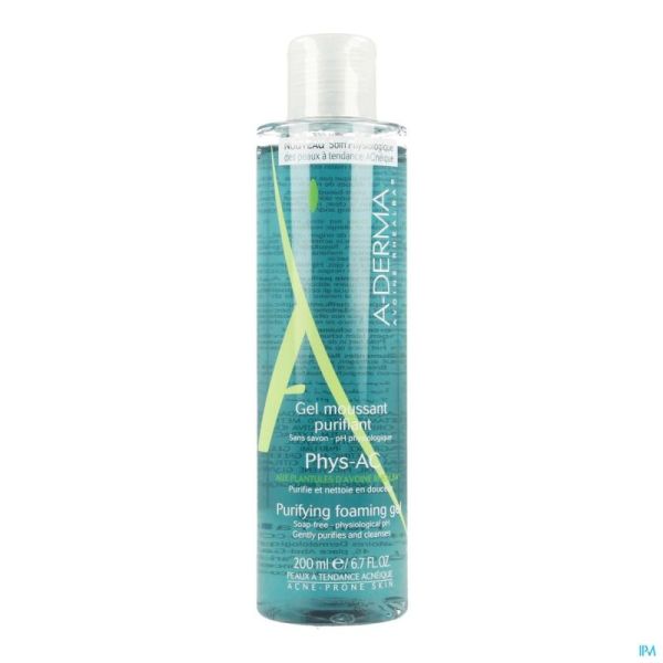 Aderma phys-ac gel moussant purifiant 200ml