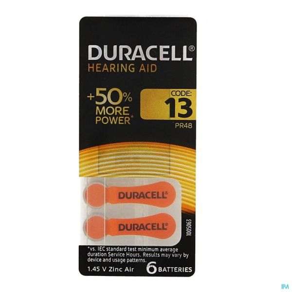 Duracell easytab pile auditive da13  6 orange