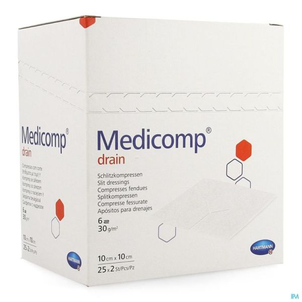 Medicomp drain cp ster    10x10cm 25x2 4215356