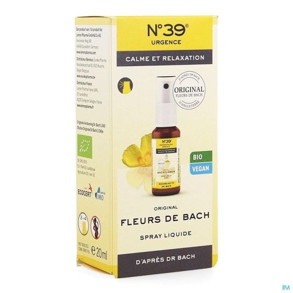 Fleurs de bach bio n39 urgence spray 20ml