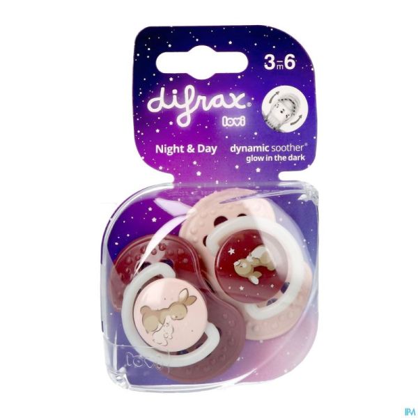 Difrax dynamic sucette day&night assorti 3-6m 2