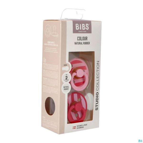 Bibs 2 sucette studio duo block baby pink