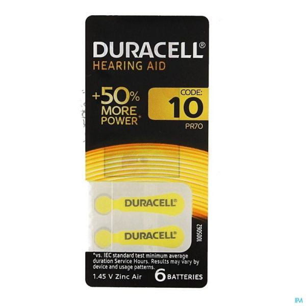 Duracell easytab pile auditive da10  6 jaune