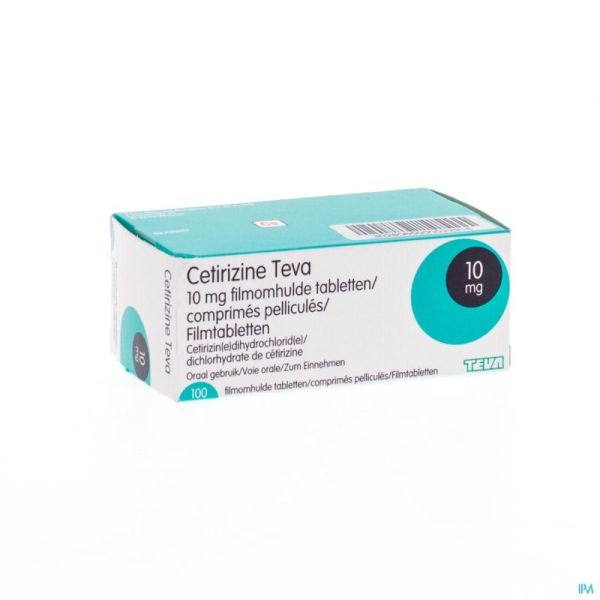 Cetirizine teva 10 mg comp pell 100