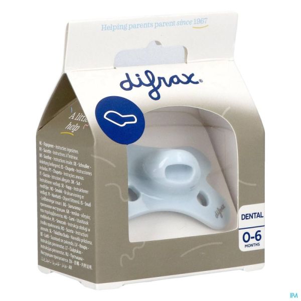 Difrax sucette dental 0-6 m uni/pure bleu/ice