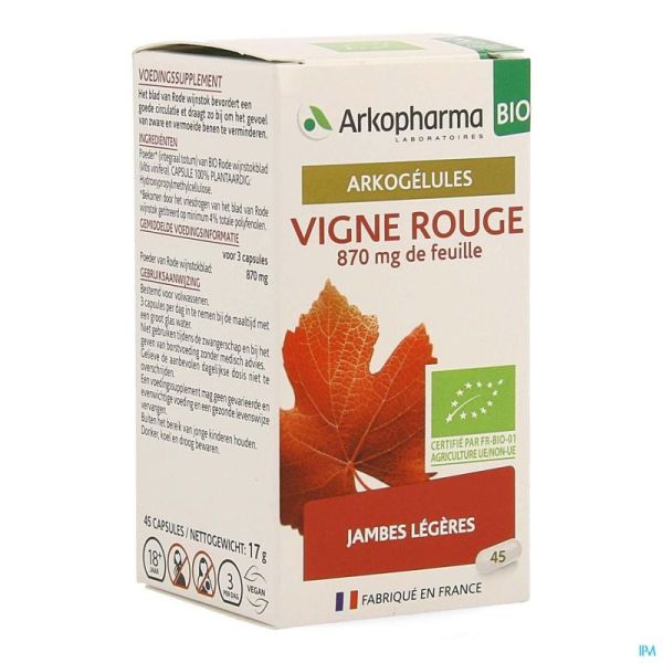 Arkogelules vigne rouge bio caps 45 nf