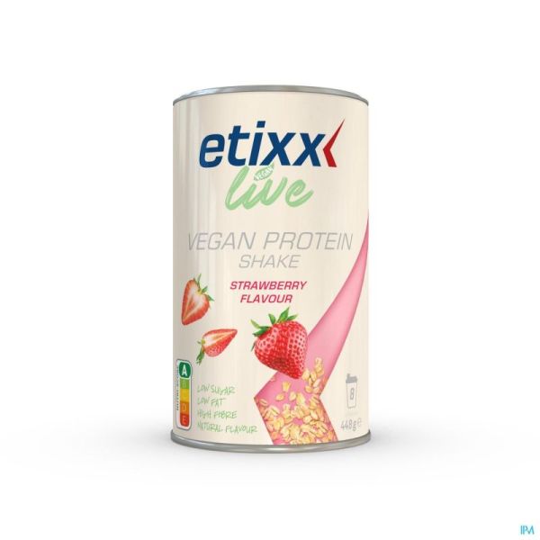 Etixx live vegan protein shake strawberry pdr 448g