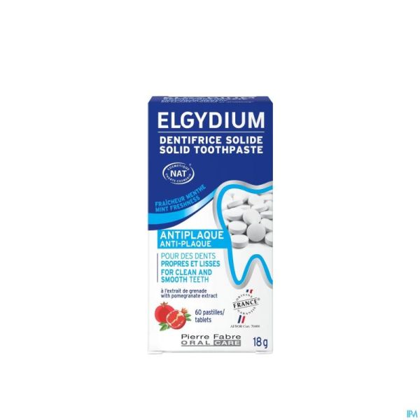 Elgydium dentifrice solide a/plaque   pastilles 60